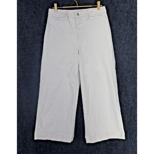 Oats New York Jeans Womens Size 28 Wide Leg Crop Cream High Rise Stretch Denim